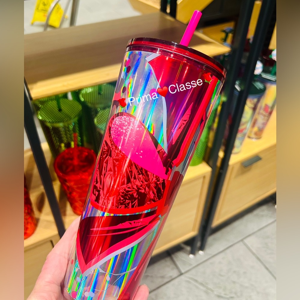 Starbucks Red Holiday Bow Holographic Iridescent Cold Cup Tumbler 24oz New 2023